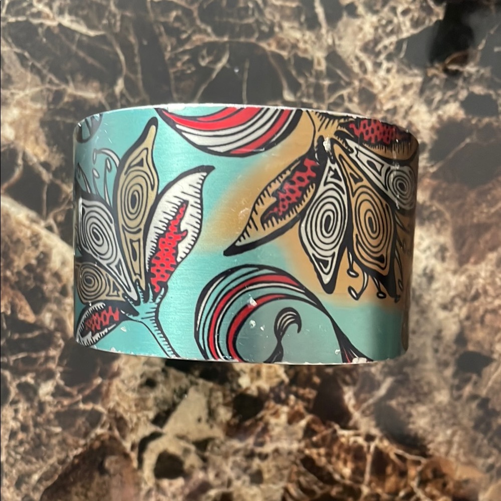 Tattooed Steel Cuff Bracelet